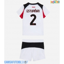 Camisa de time de futebol AC Milan Pervis Estupinan #2 Replicas 2º Equipamento Infantil 2025-26 Manga Curta (+ Calças curtas)